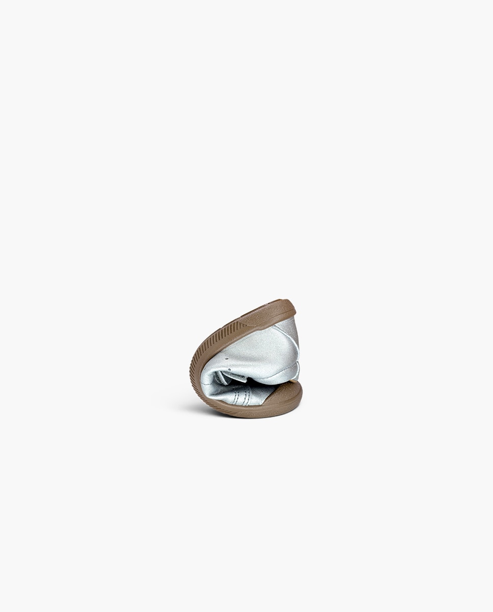 Zapatillas de lona de niña barefoot efecto piel metalizadas - Pisamonas - Plata Plata-5