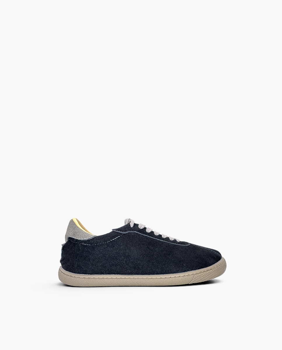 Imagen 0 de Zapatillas de lona de niña barefoot efecto serraje cordones Azul marino