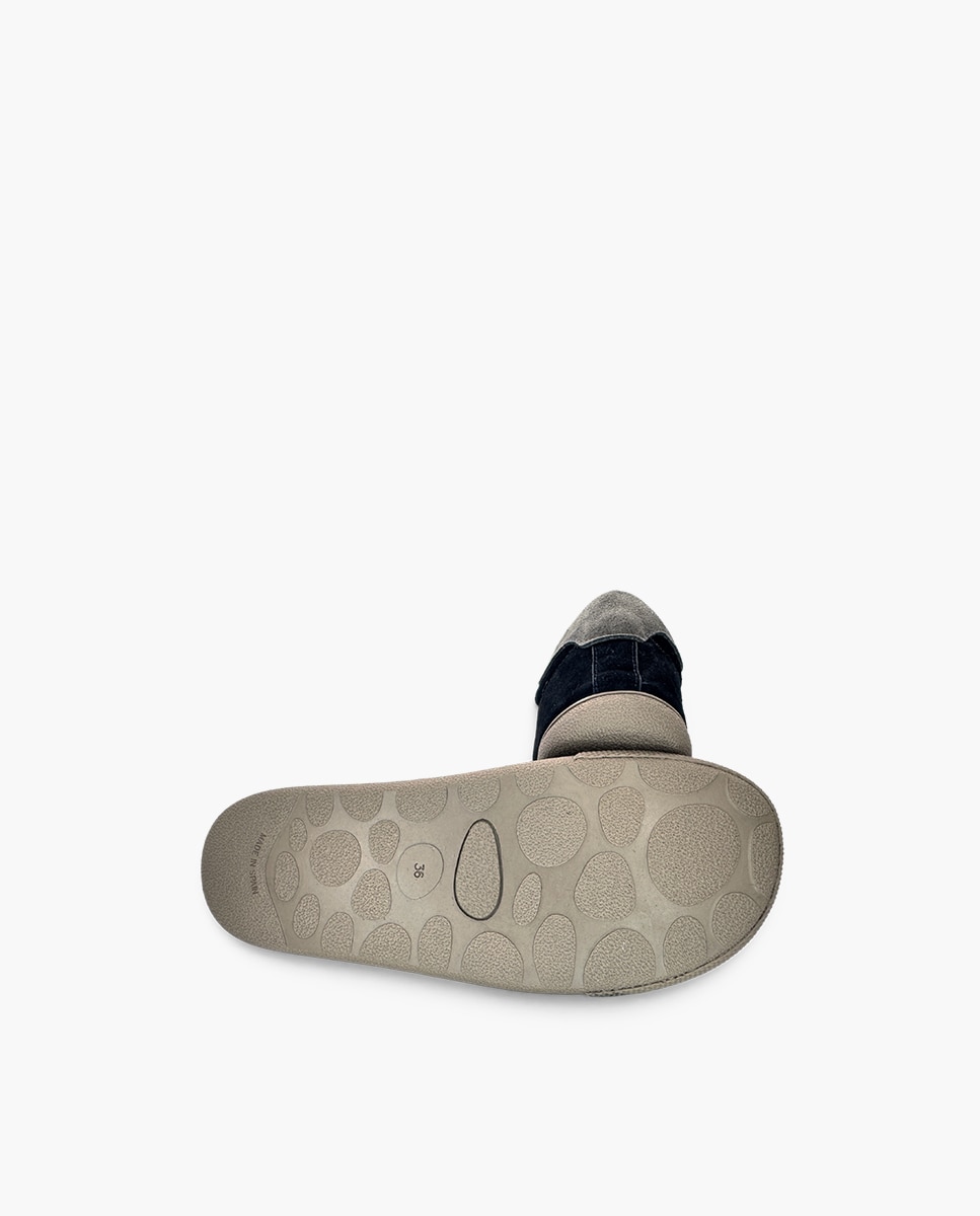 Zapatillas de lona de niña barefoot efecto serraje cordones - Pisamonas - Azul marino Azul marino-2