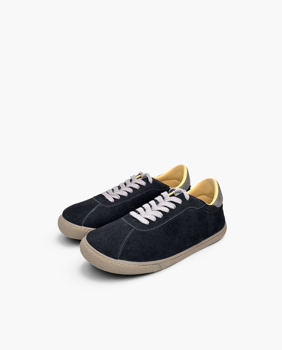 Zapatillas de lona de niña barefoot efecto serraje cordones - Pisamonas - Azul marino Azul marino-3