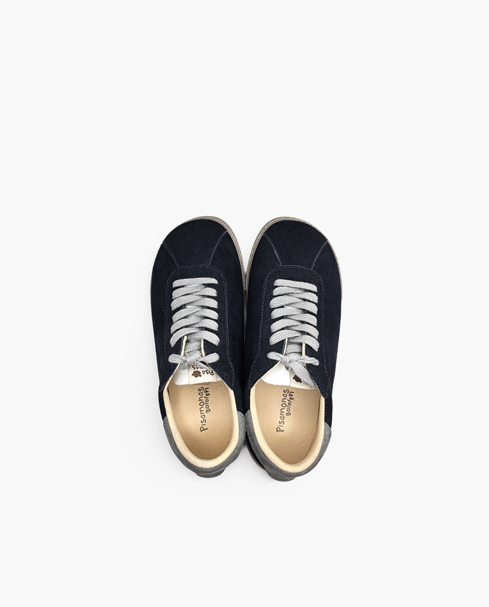 Zapatillas de lona de niña barefoot efecto serraje cordones - Pisamonas - Azul marino Azul marino-4