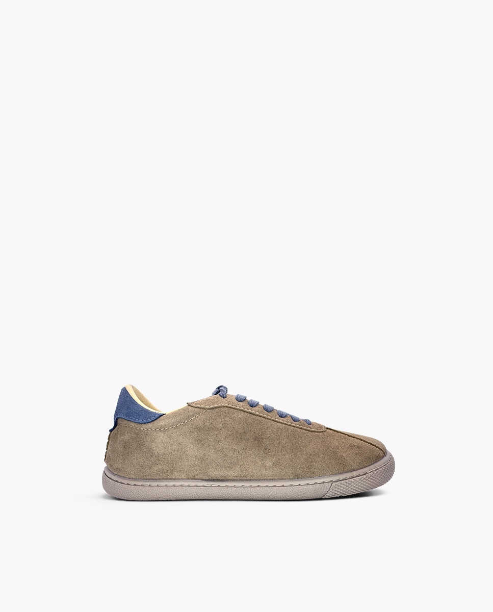 Zapatillas de lona de niña barefoot efecto serraje cordones - Pisamonas - Topo Topo-1