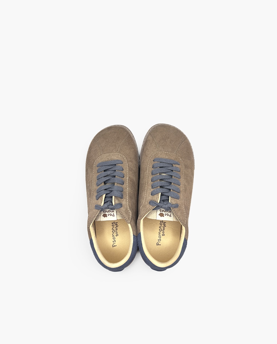 Zapatillas de lona de niña barefoot efecto serraje cordones - Pisamonas - Topo Topo-4