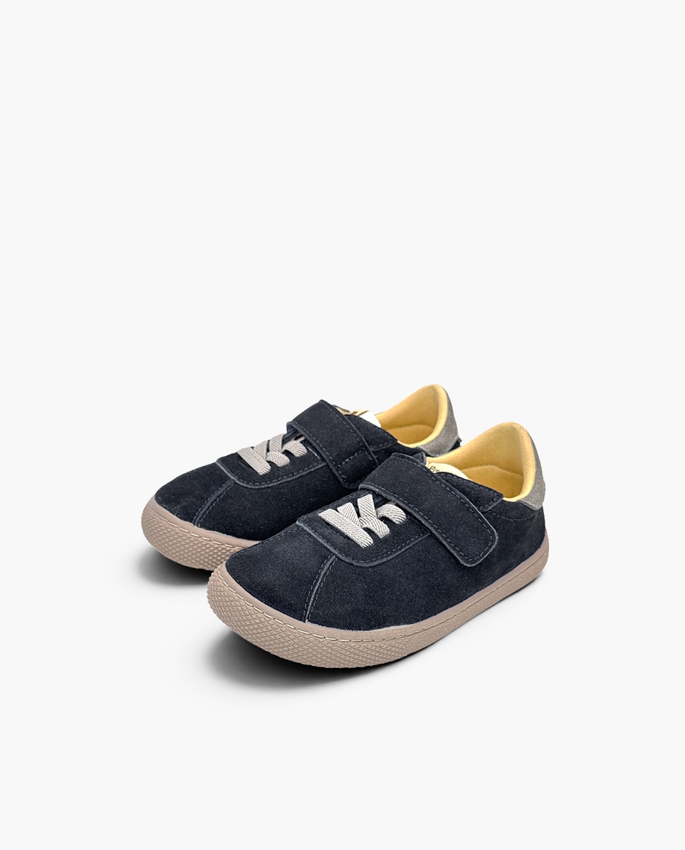 Zapatillas de lona de niña barefoot efecto serraje cierre - Pisamonas - Azul marino Azul marino-3