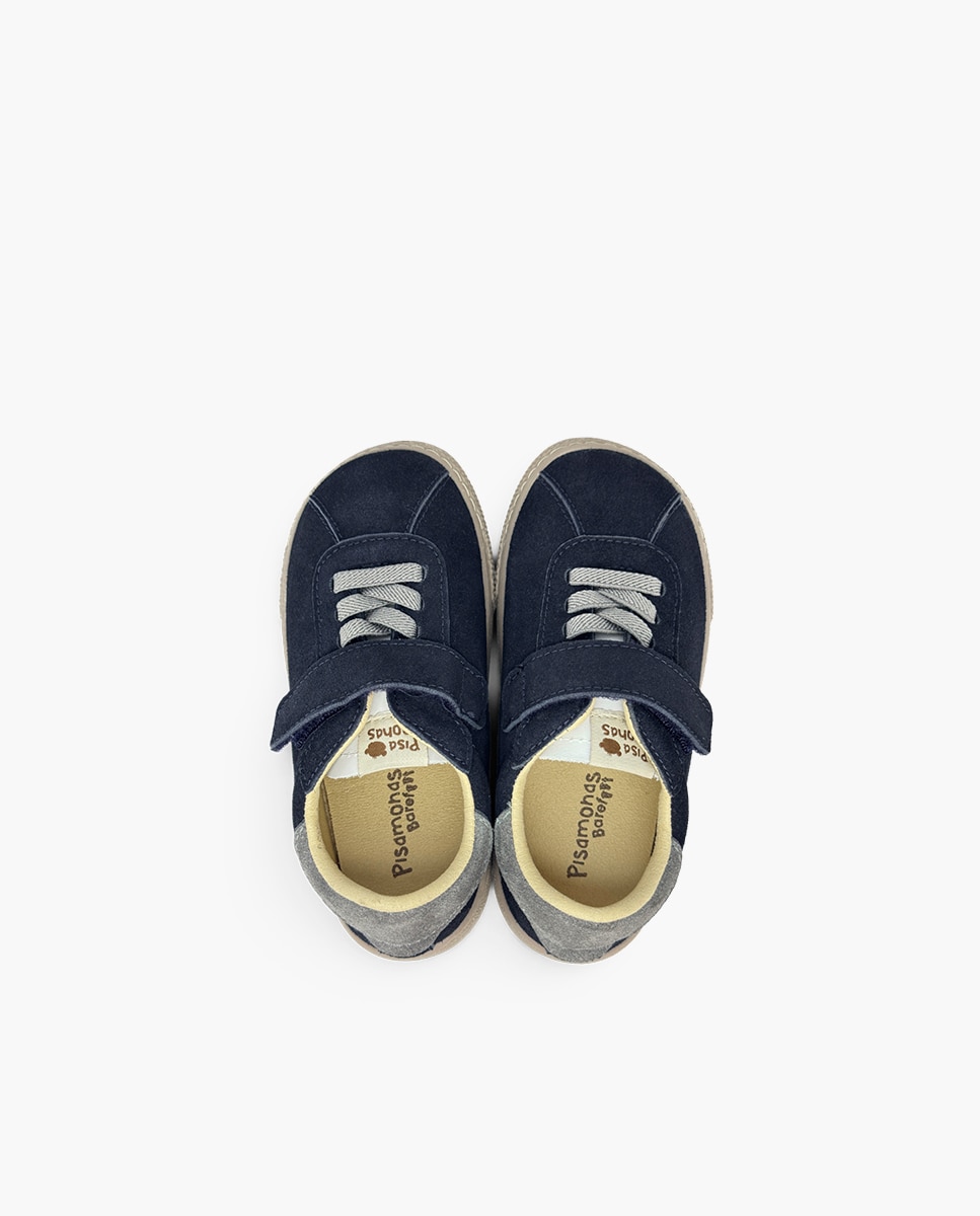 Zapatillas de lona de niña barefoot efecto serraje cierre - Pisamonas - Azul marino Azul marino-4