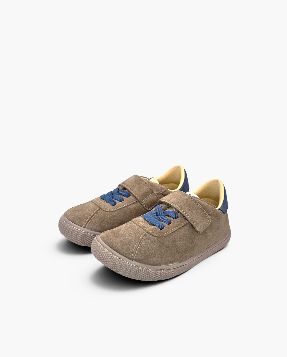 Zapatillas de lona de niña barefoot efecto serraje cierre - Pisamonas - Topo Topo-3
