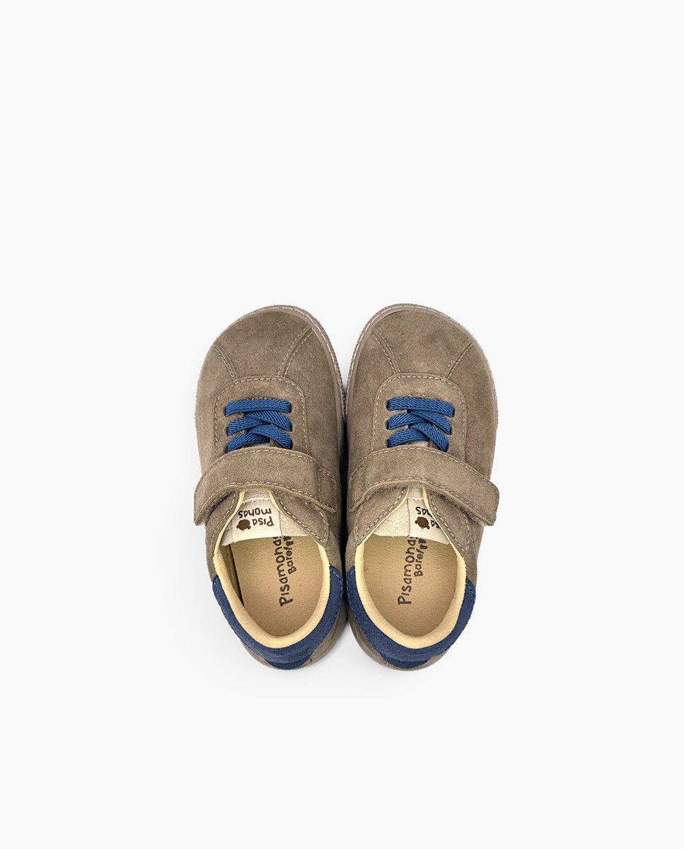 Zapatillas de lona de niña barefoot efecto serraje cierre - Pisamonas - Topo Topo-4