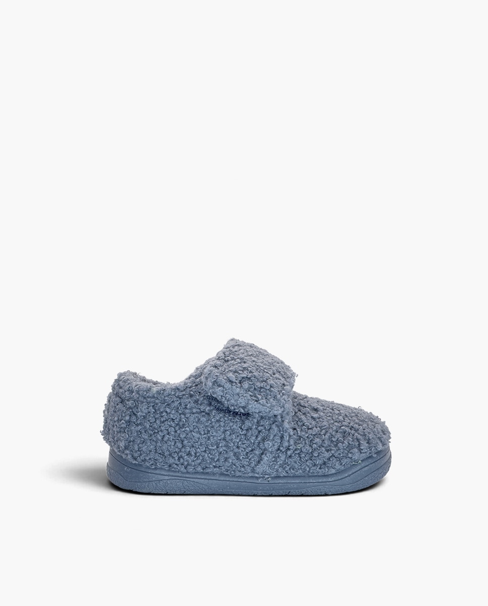 Zapatillas de casa cerradas de niña casa tira adherente borreguito - Pisamonas - Azul Azul-1