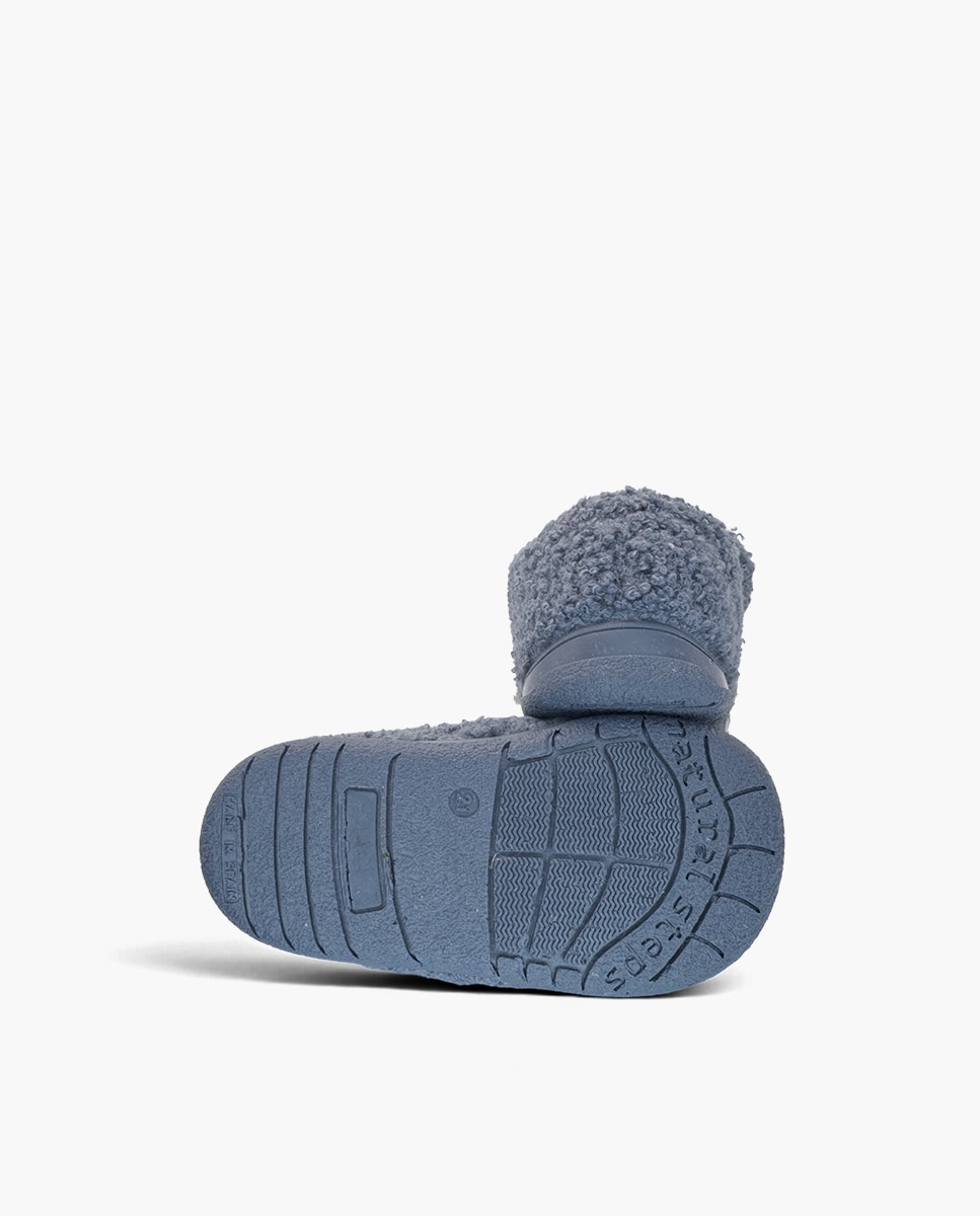 Zapatillas de casa cerradas de niña casa tira adherente borreguito - Pisamonas - Azul Azul-2