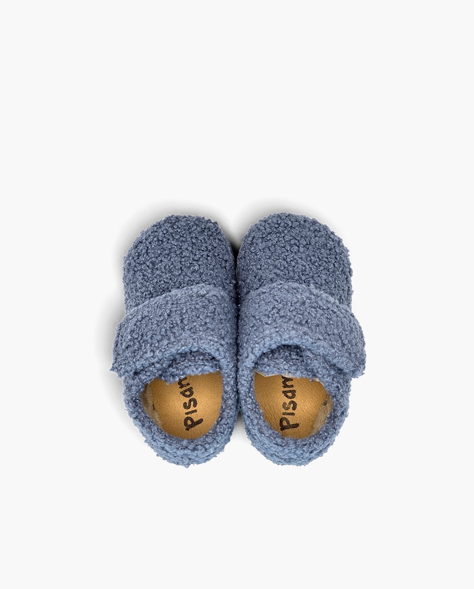 Zapatillas de casa cerradas de niña casa tira adherente borreguito - Pisamonas - Azul Azul-4