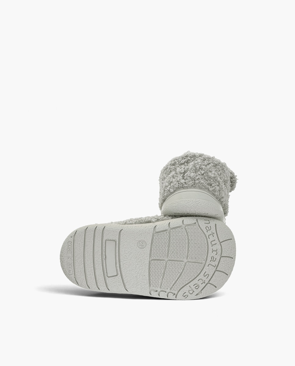 Zapatillas de casa cerradas de niña casa tira adherente borreguito - Pisamonas - Gris Gris-2