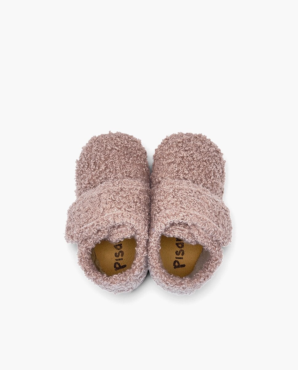Zapatillas de casa cerradas de niña casa tira adherente borreguito - Pisamonas - Rosa Rosa-4