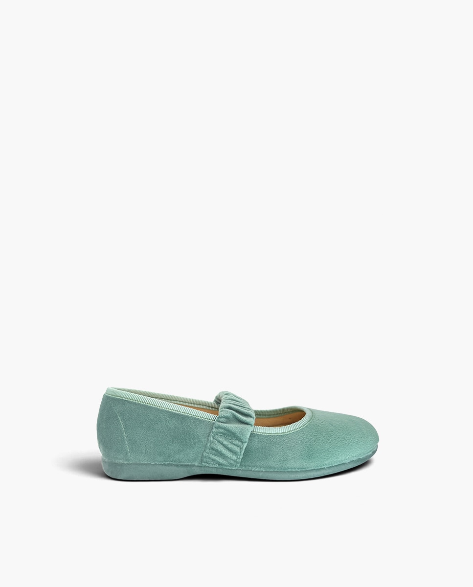 Merceditas de niña terciopelo frunce - Pisamonas - Azul Azul-1