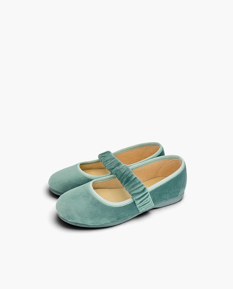 Merceditas de niña terciopelo frunce - Pisamonas - Azul Azul-3