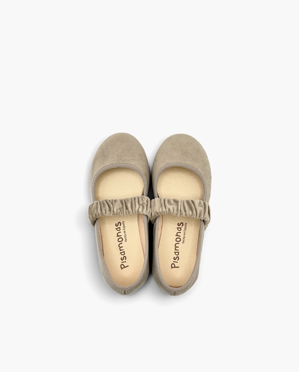 Merceditas de niña terciopelo frunce - Pisamonas - Beige Beige-4