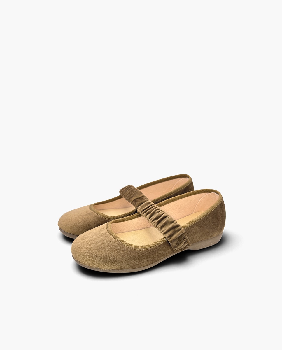Merceditas de niña terciopelo frunce - Pisamonas - Marrón Marrón-3