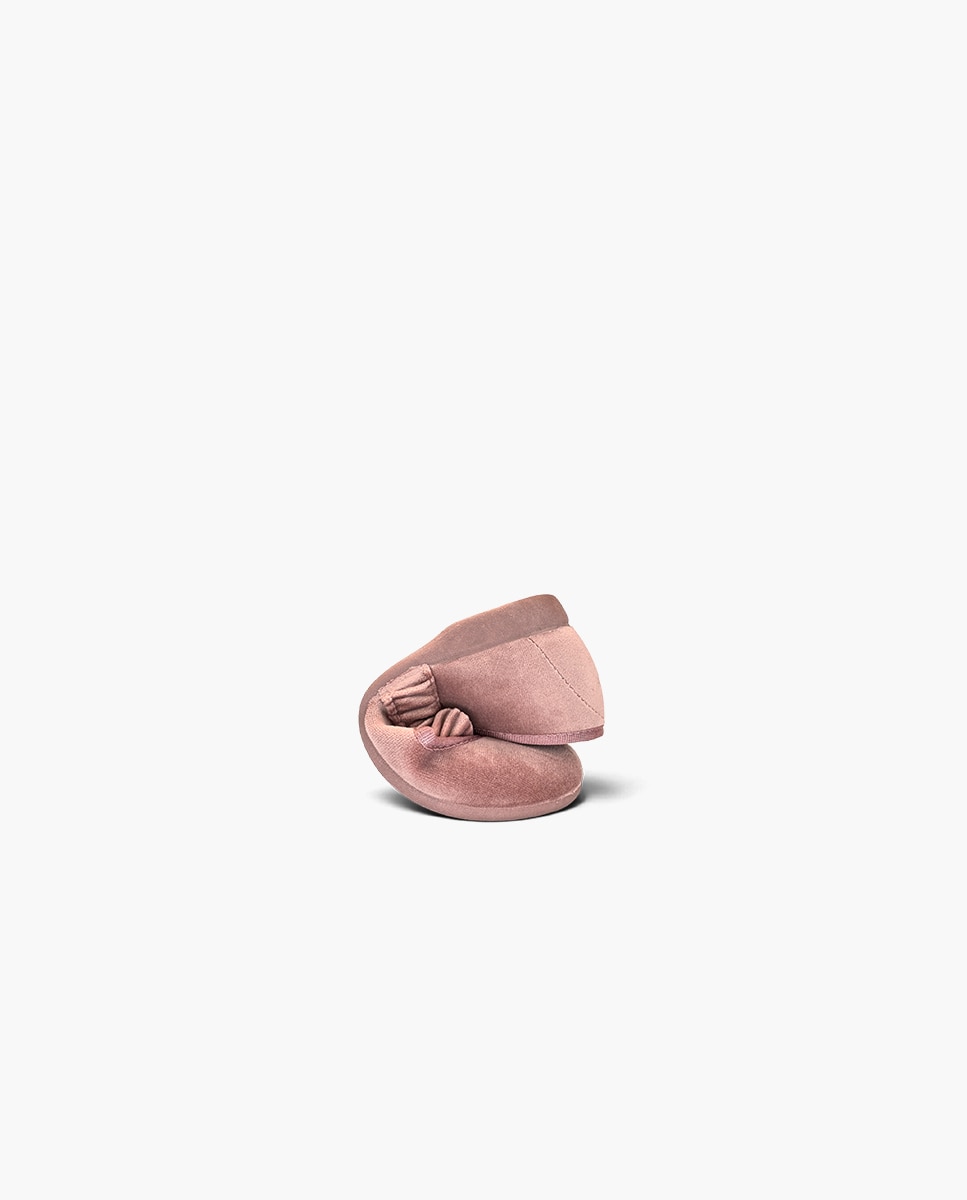 Merceditas de niña terciopelo frunce - Pisamonas - Rosa Rosa-5