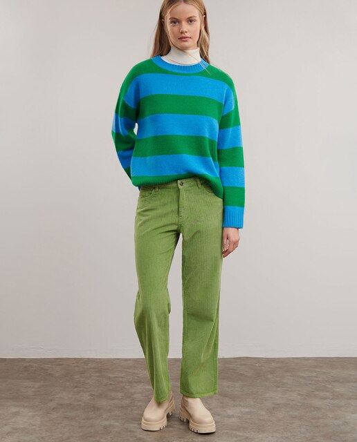 Pantalón de campana de mujer de pana con cinco bolsillos