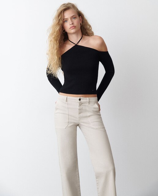 Imagen 0 de Jersey de mujer liso con cuello halter