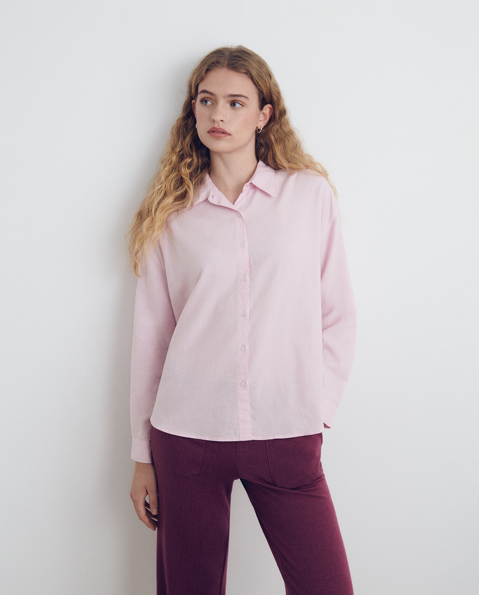 Brownie - Camisa de mujer de algodón de manga larga.