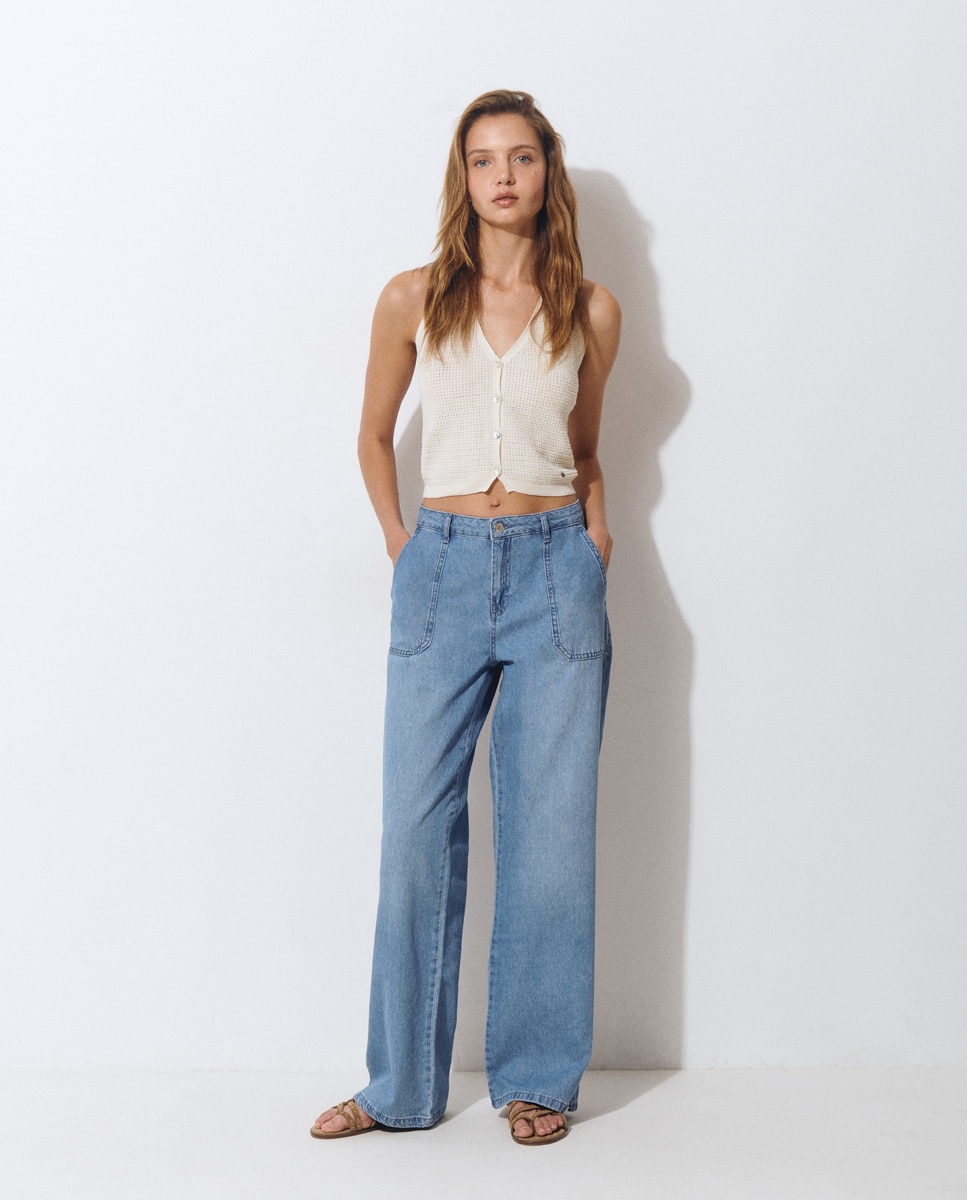 Vaquero culotte de mujer con aperturas