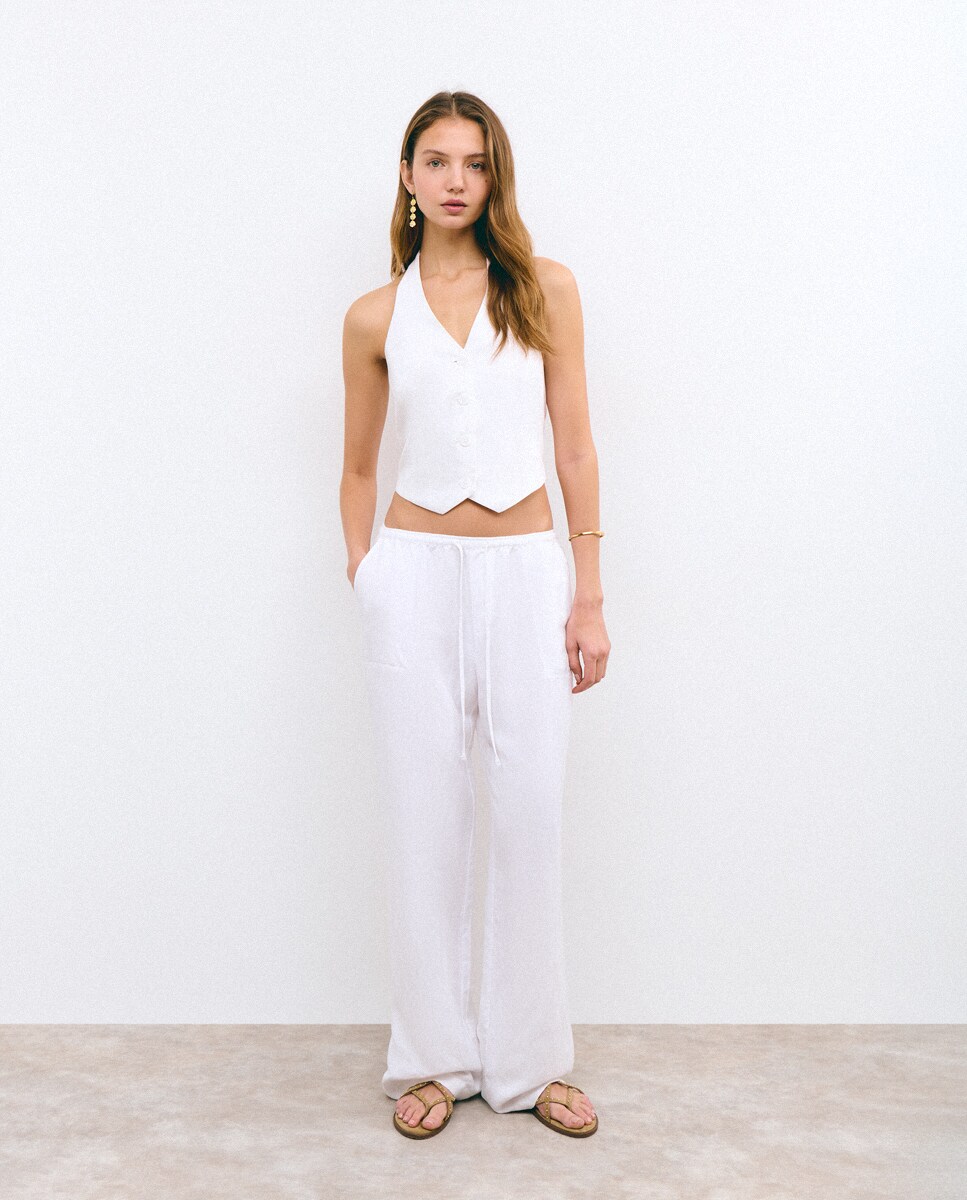 Pantalón Fluido Pantalones Blancos Mujer El Corte Ingles Pantalón