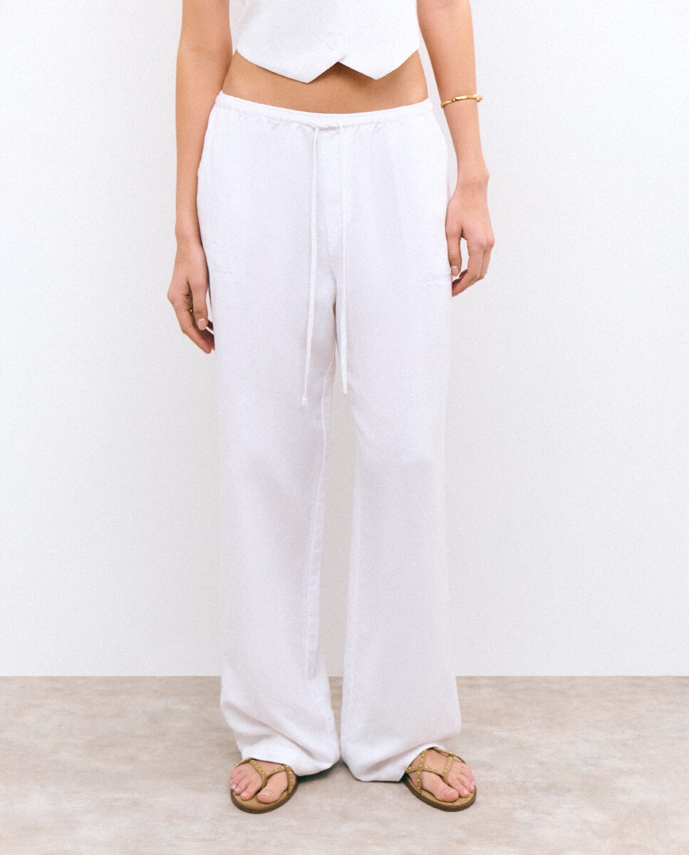 Lino Mujer Pantalones Blancos Mujer El Corte Ingles Pantalón De