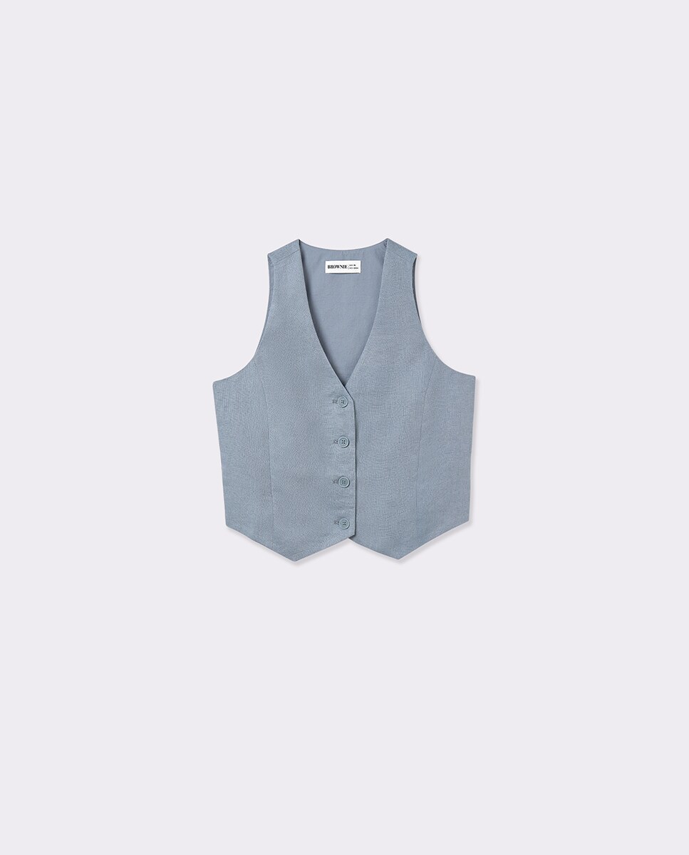 Chaleco de mujer de lino con botones · Brownie · El Corte Inglés
