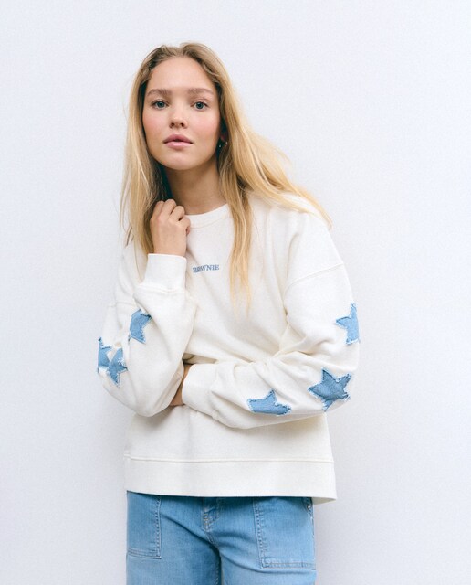 Imagen 0 de Sudadera de mujer con parches denim