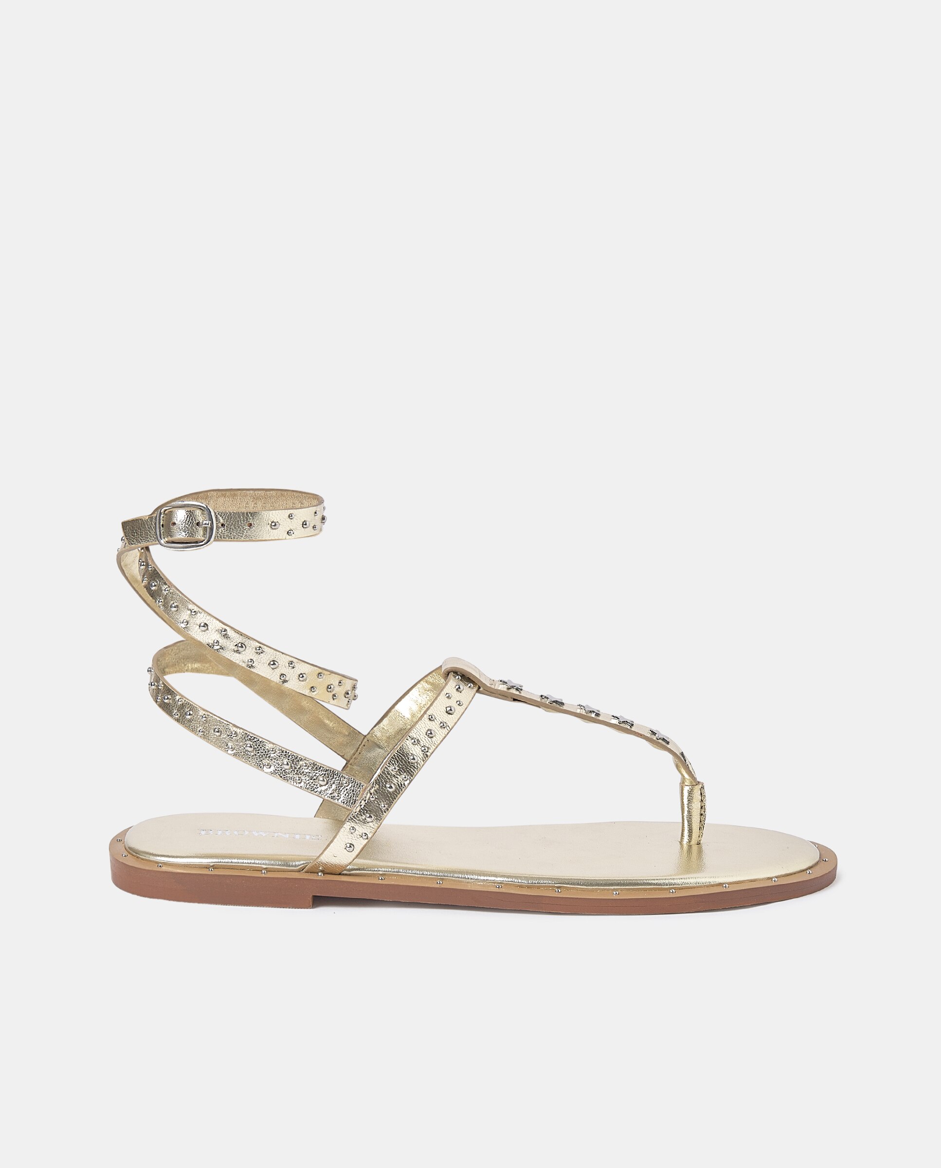 Sandalias planas de mujer de piel con estrellas