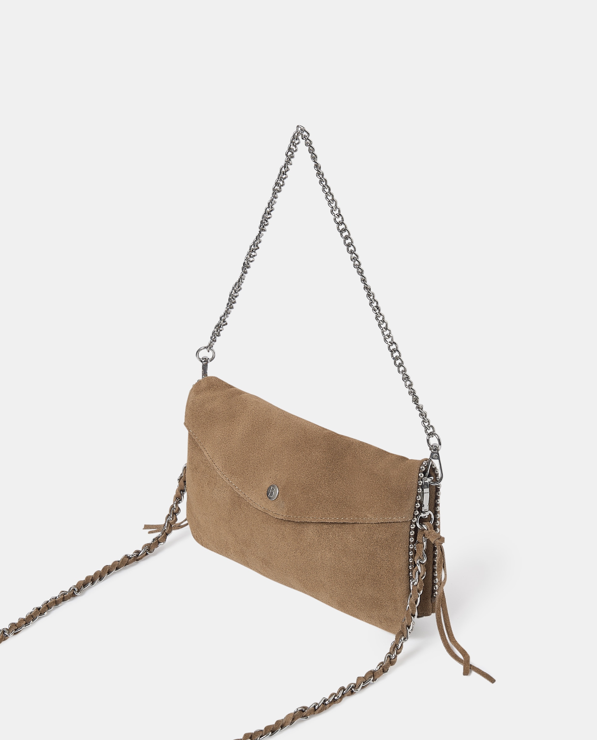 Bolso de hombro de piel con bolitas color taupe oscuro - Brownie - Marrón oscuro Marrón oscuro-2