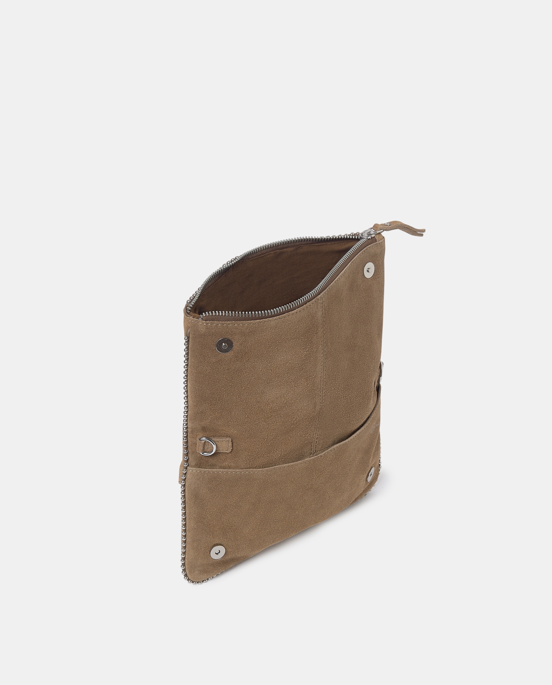 Bolso de hombro de piel con bolitas color taupe oscuro - Brownie - Marrón oscuro Marrón oscuro-3