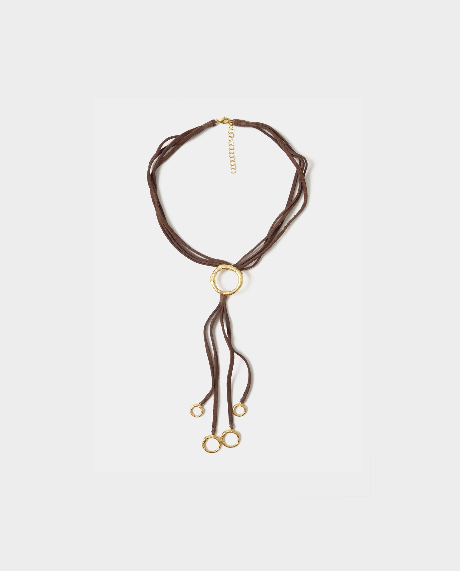 Collar de antelina con chapas doradas
