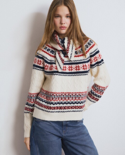 Imagen 0 de Jersey de mujer con estampado jacquard y bandana