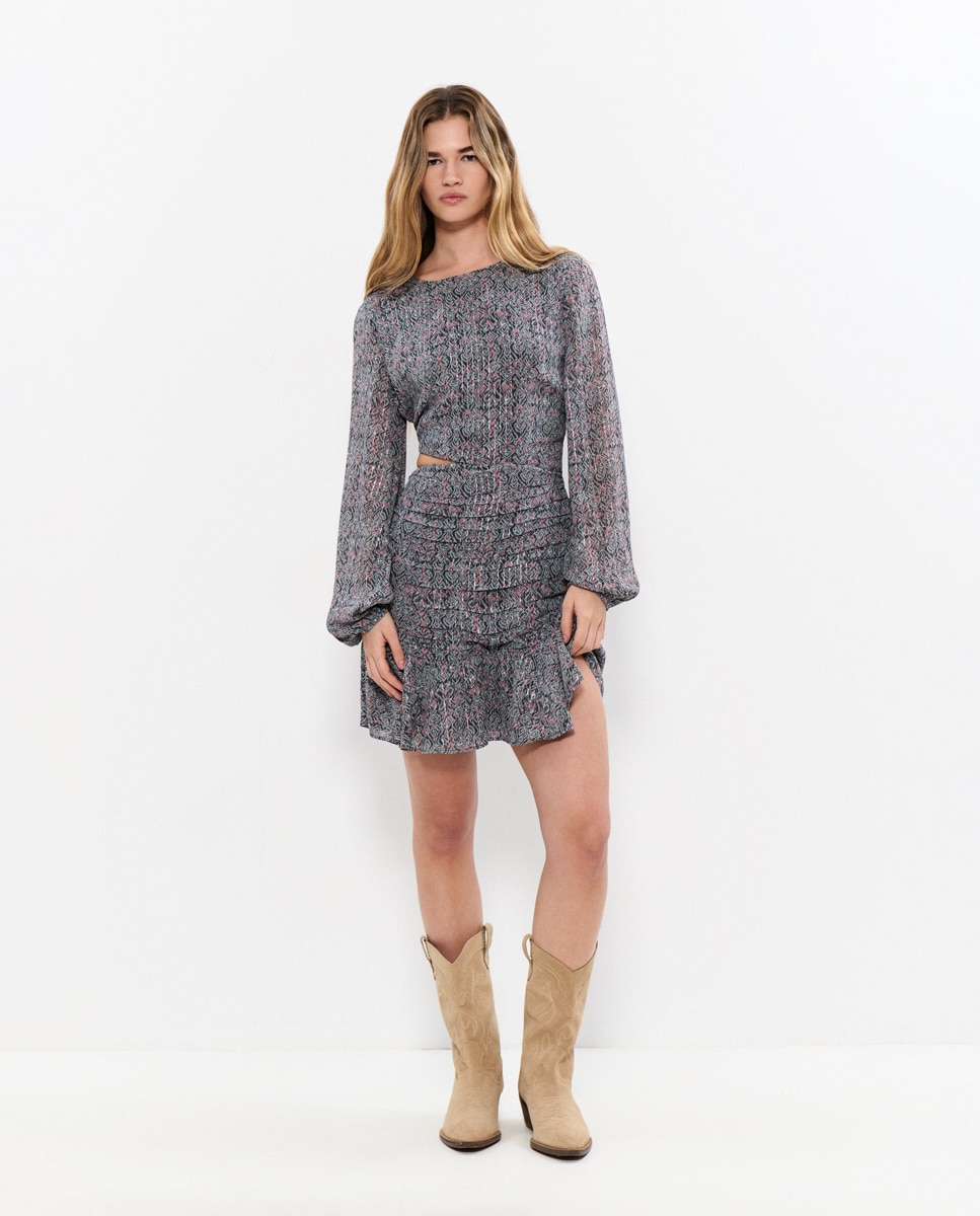 Brownie - Vestido corto de mujer con microestampado.