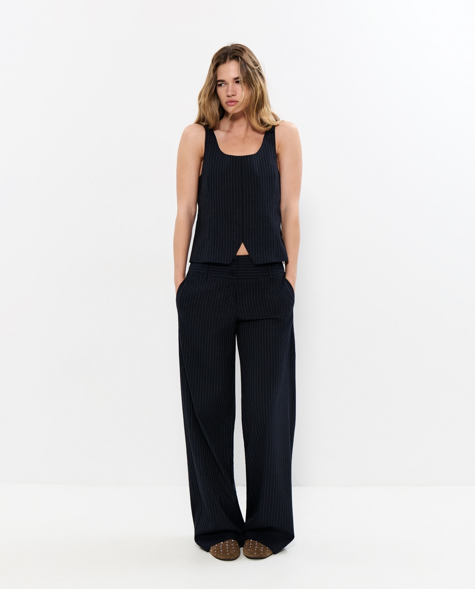 Brownie - Pantalones anchos de mujer de rayas.