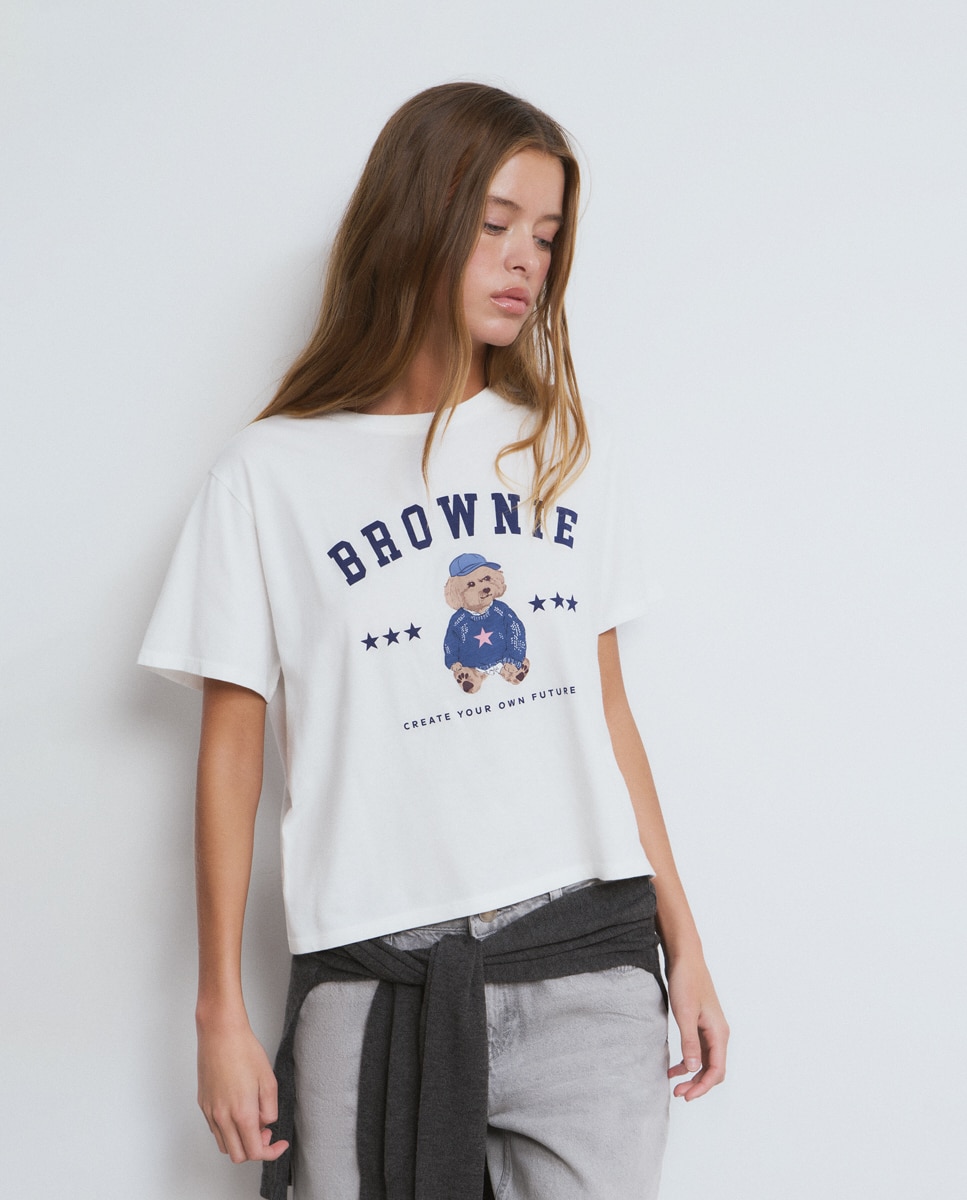 Brownie - Camiseta de mujer con logo y perrito.