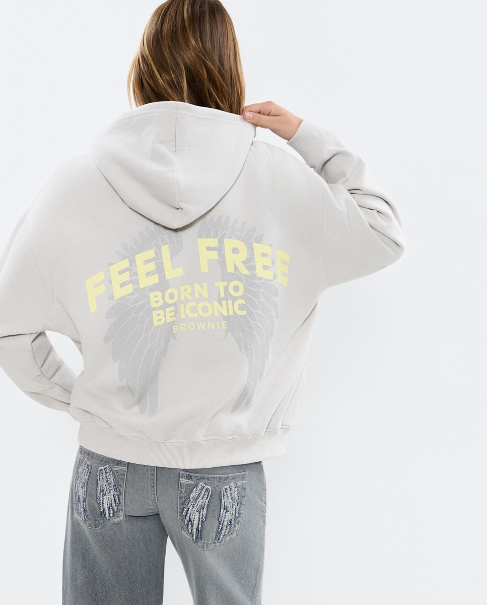 Brownie - Sudadera de mujer con alas y capucha.