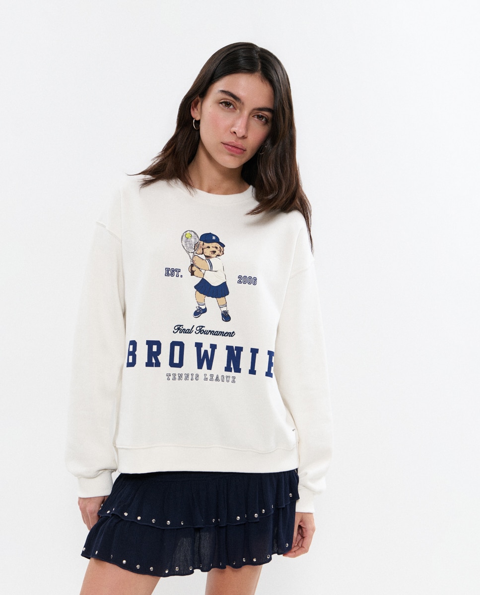 Brownie - Sudadera de mujer con logo y perrita tenista.
