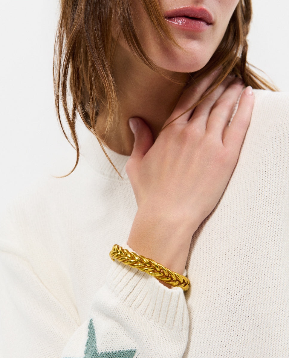 Pulsera pan de oro trenzada - Brownie - Dorado Dorado-2