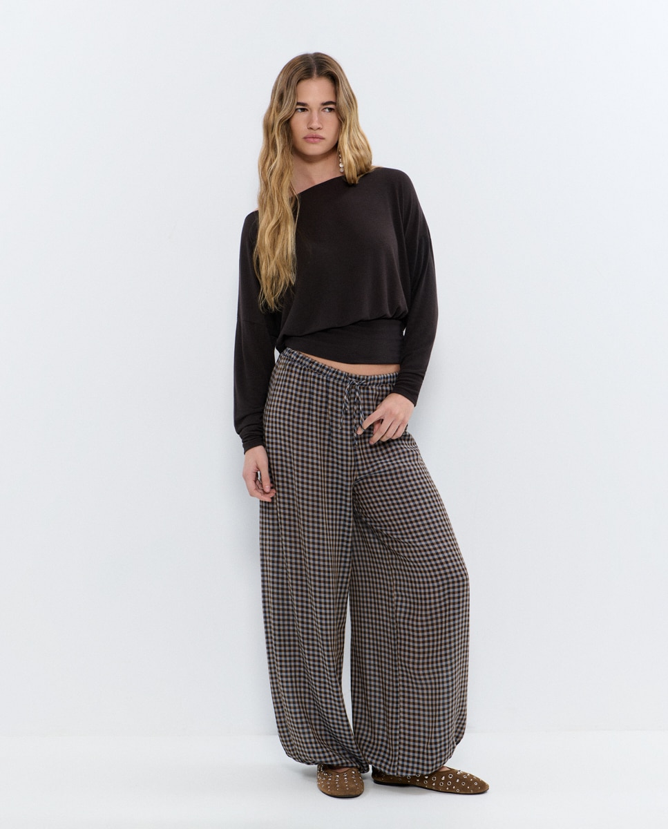 Brownie - Pantalón ancho de mujer de cuadros.