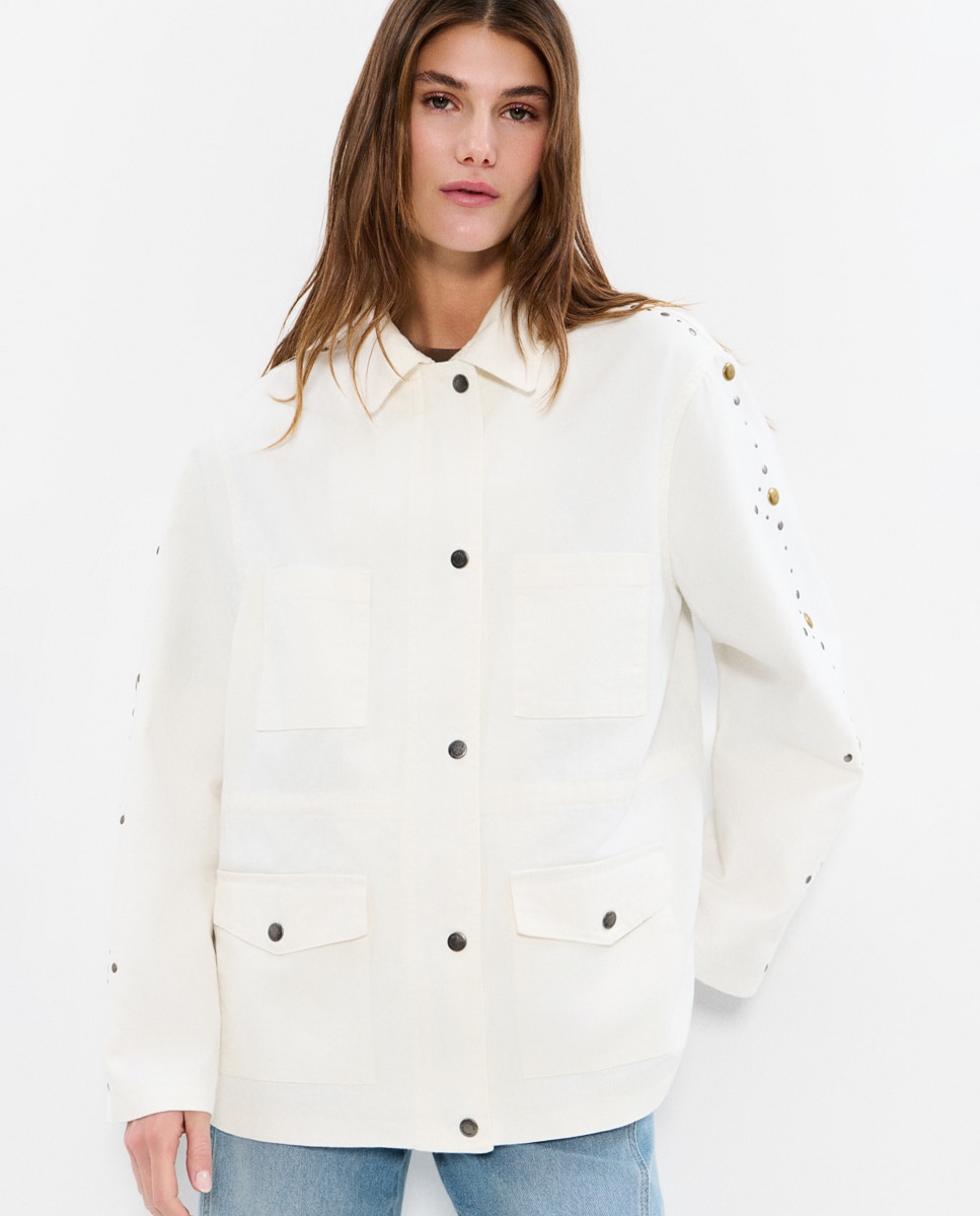 Brownie - Parka de mujer con bolsillos y tachas.