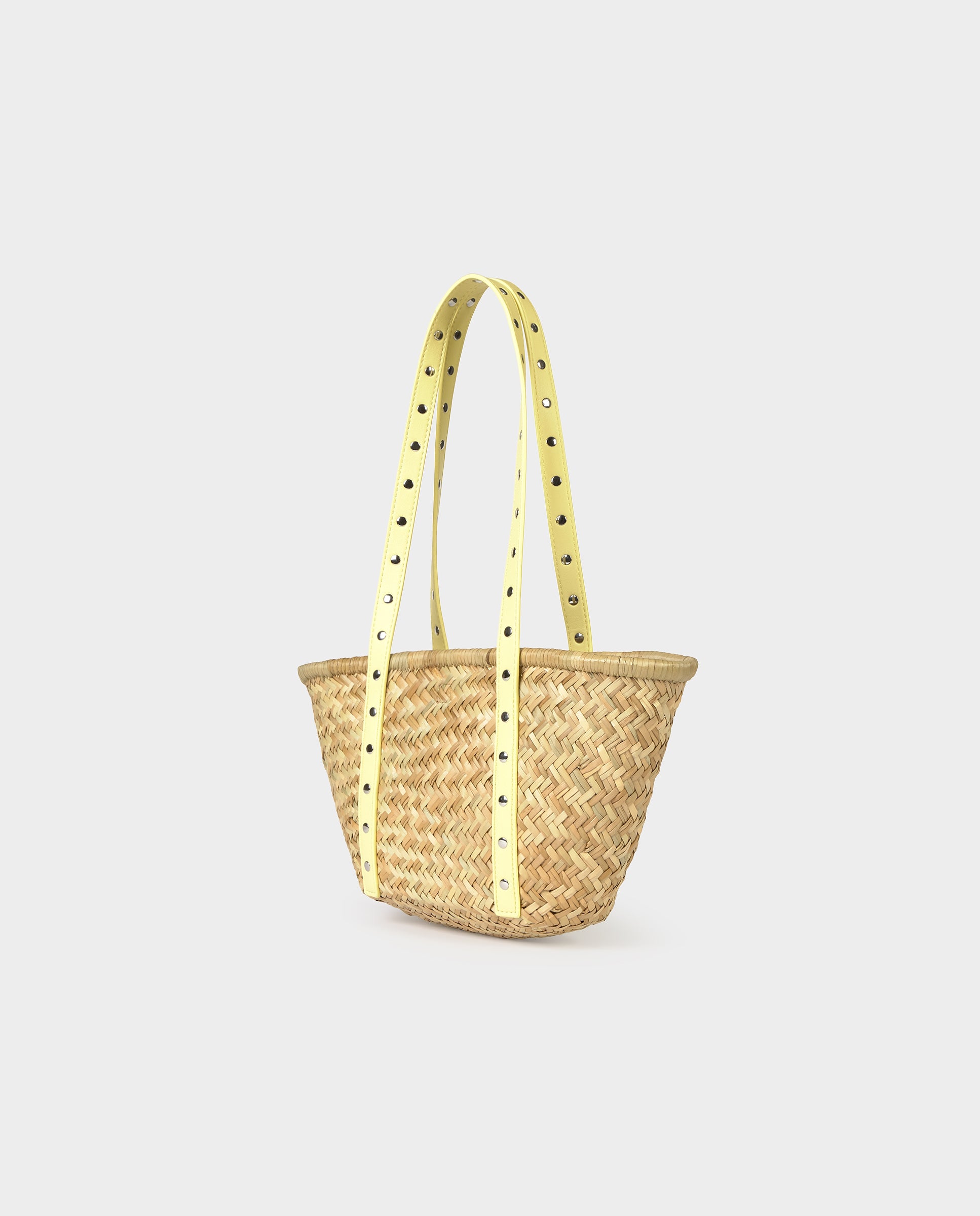 Bolso de hombro de mujer tipo capazo con tachas - Brownie - Natural Natural-5