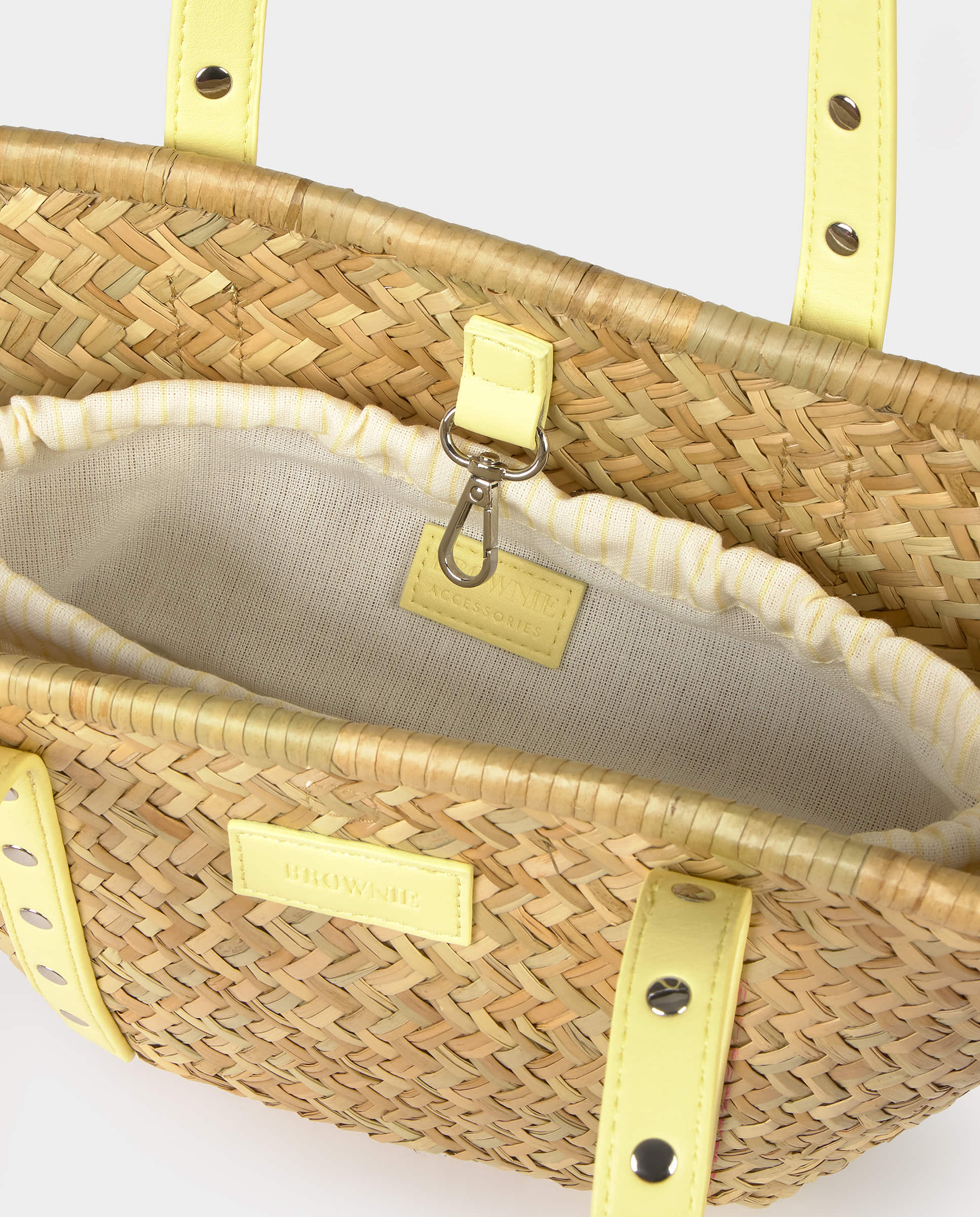 Bolso de hombro de mujer tipo capazo con tachas - Brownie - Natural Natural-4