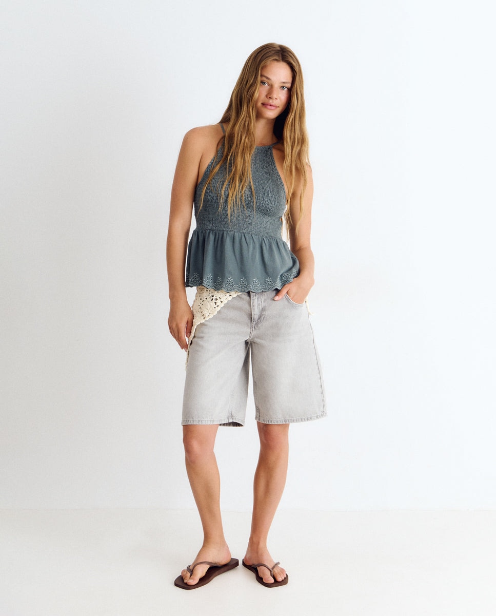 Top de mujer de tirantes con smock - Brownie - Azul Azul-2