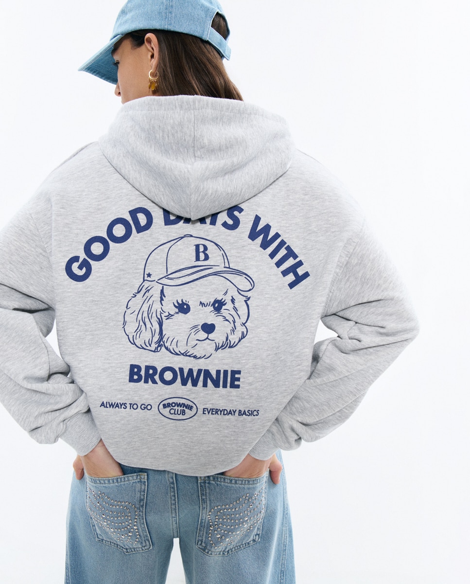 Brownie - Sudadera de mujer con perrito y capucha.