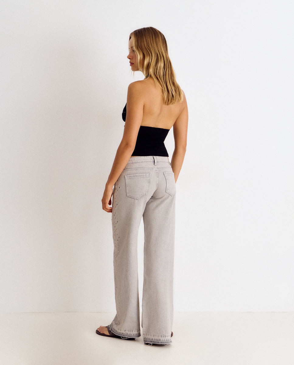 Top de punto de mujer con lentejuelas - Brownie - Gris Gris-2