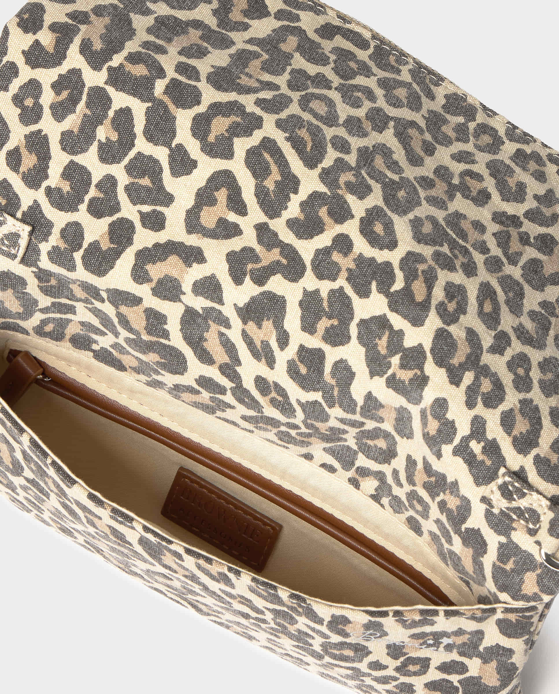 Bolso de hombro de mujer con solapa animal print - Brownie - Marrón Marrón-2