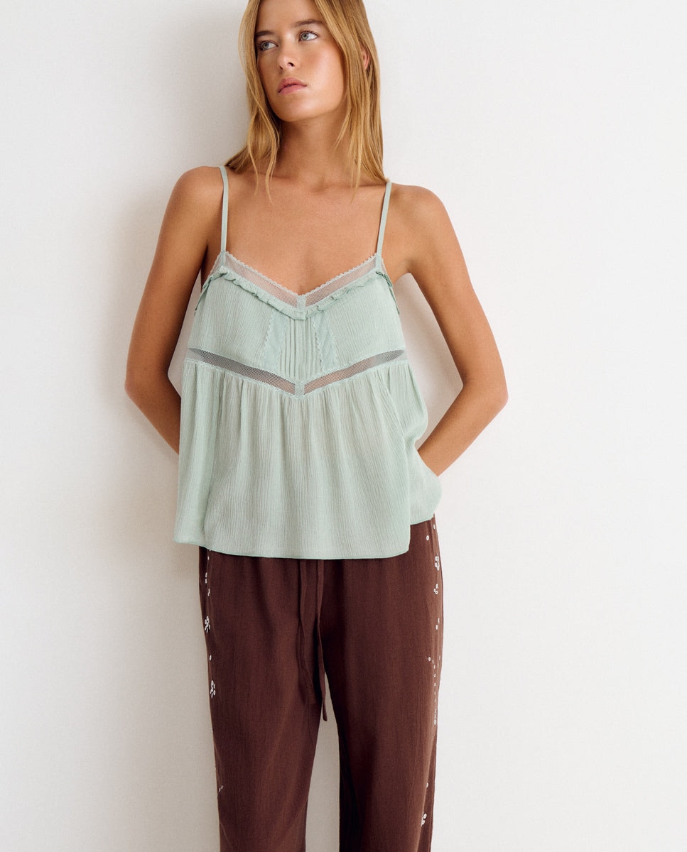Top de mujer lencero de tirantes - Brownie - Turquesa Turquesa-1