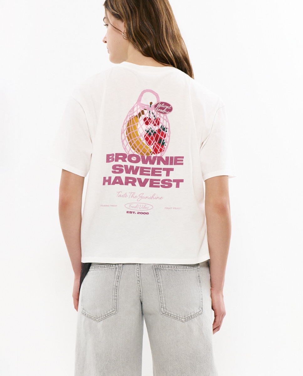 Brownie - Camiseta de mujer con logo y frutas.